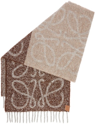 LOEWE 棕色流苏羊毛围巾 情侣款 男女同款 F811257X79 Shop LOEWE 棕色流苏羊毛围巾 情侣款 男女同款 F811257X79