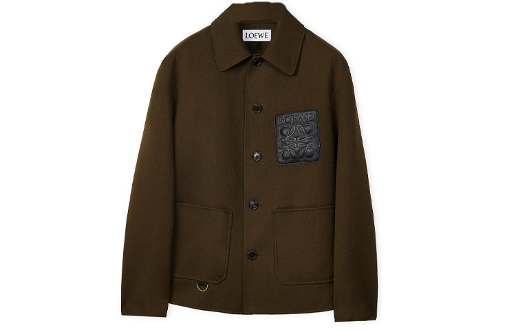 LOEWE Button-Up Collared Jacket  FW22 Dark Olive Green. H526Y02W19-4153