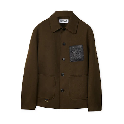 LOEWE Button-Up Collared Jacket FW22 Dark Olive Green. H526Y02W19-4153