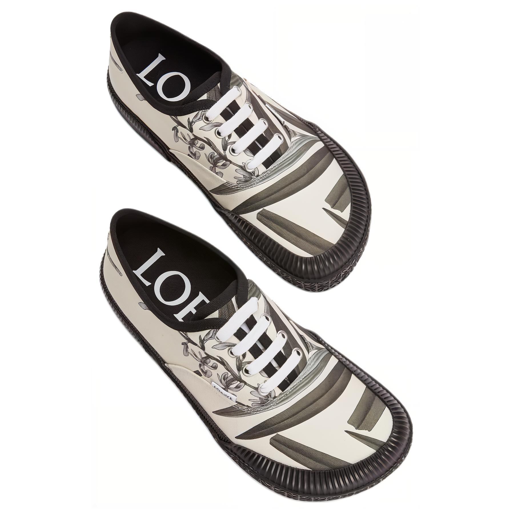 Shop ロエベ キャンバススニーカー ロー『グリーンレースアップ』M616282X37-9990 M616282X37-9990