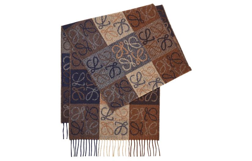 LOEWE Checkered Pattern Knit Scarf Unisex Brown F810487X17-4042 圖 3