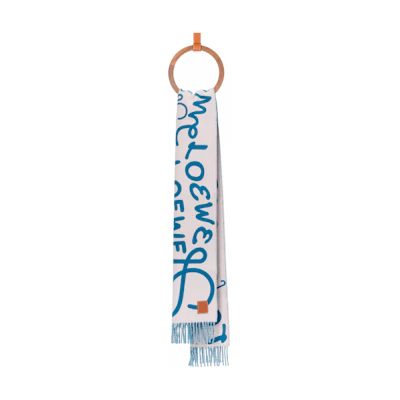 LOEWE Classic Logo Print Fringe Scarf Unisex WoolenWinter Accessory. F000487XDT-7143