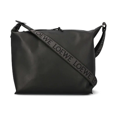 LOEWE Cubi Crossbody Bag In Supple Smooth Calfskin and Jacquard Black