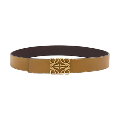 LOEWE Cut-Out Smooth Buckle Leather Belt Brown 4cm Width . 515010101832