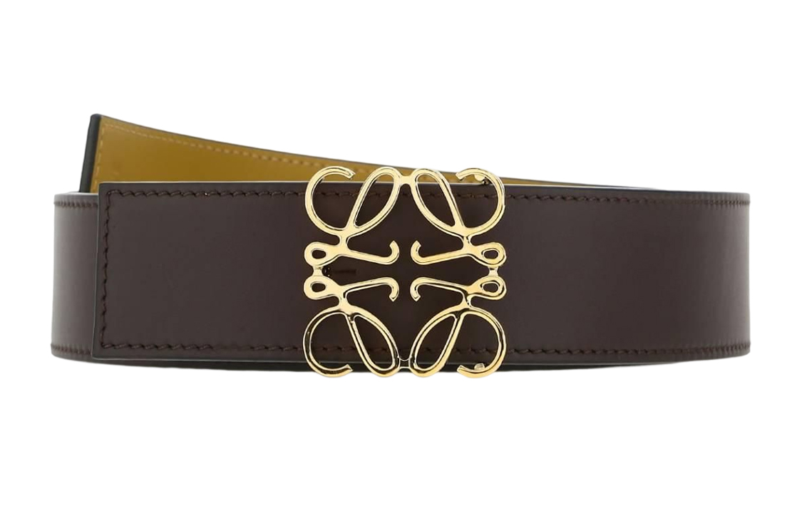 Shop LOEWE 光滑棕色剪裁扣皮带 4cm宽 515010101832