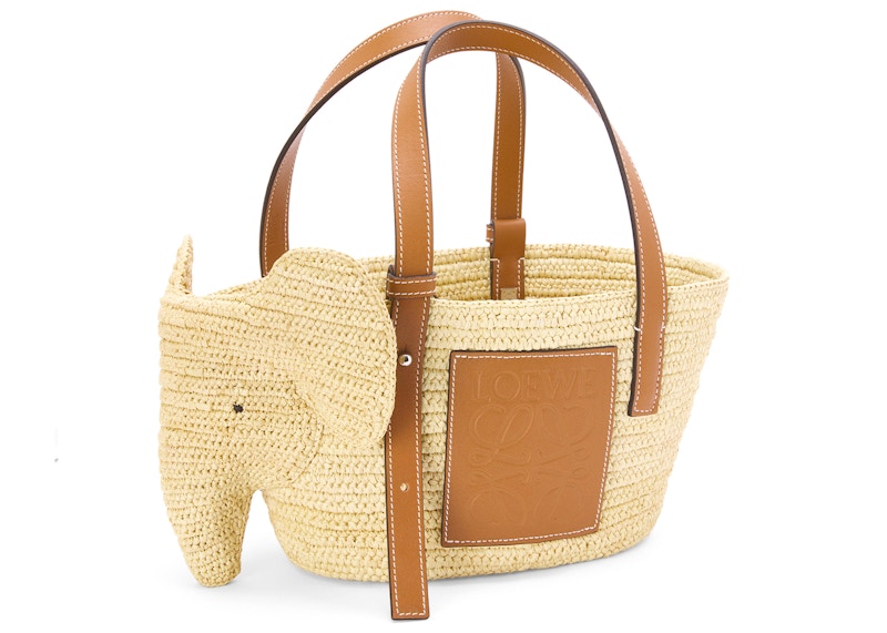Order LOEWE 小象手提包 小号天然色 牛皮和拉菲草编织款
