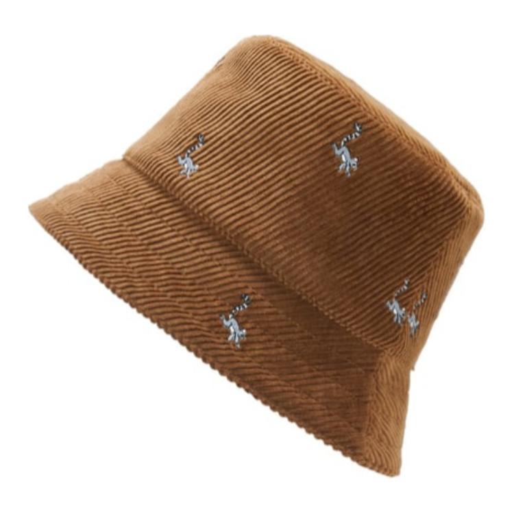 Lookbook 로에베 자수 코튼 코듀로이 송아지가죽 버킷햇 브라운 유니섹스 커플 스타일 K820HB1X78