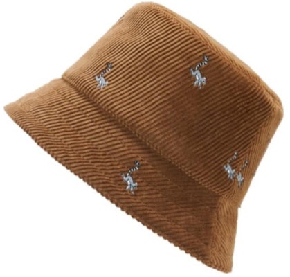 LOEWE Embroidered Cotton Corduroy Calfskin Bucket Hat Brown Unisex Couple Style K820HB1X78 Lookbook LOEWE Embroidered Cotton Corduroy Calfskin Bucket Hat Brown Unisex Couple Style K820HB1X78