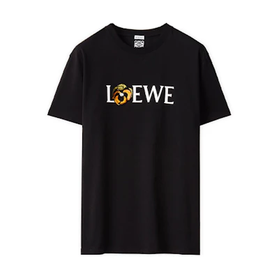 LOEWE Embroidered Cotton Short Sleeve T-Shirt Black H526Y22J23-1100