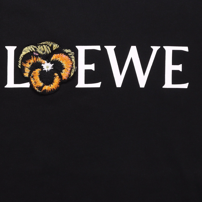 Cheap LOEWE Embroidered Cotton Short Sleeve T-Shirt Black H526Y22J23-1100