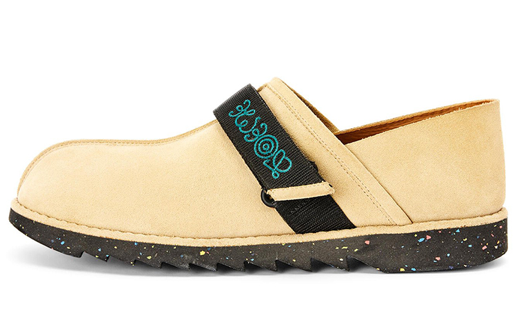 LOEWE Embroidered Suede Flats 'Gold'
