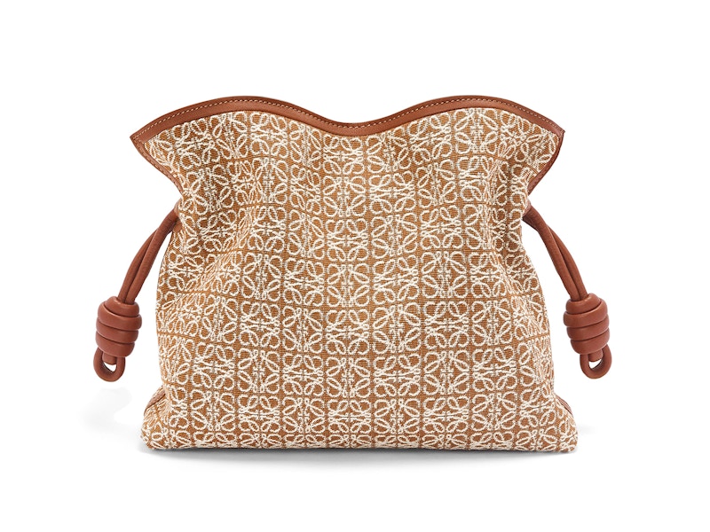 LOEWE Flamenco Clutch in Anagram jacquard and Calfskin Tan/Pecan