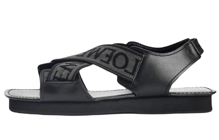 LOEWE Flamenco Slipper 'Embroidered Calfskin Black'