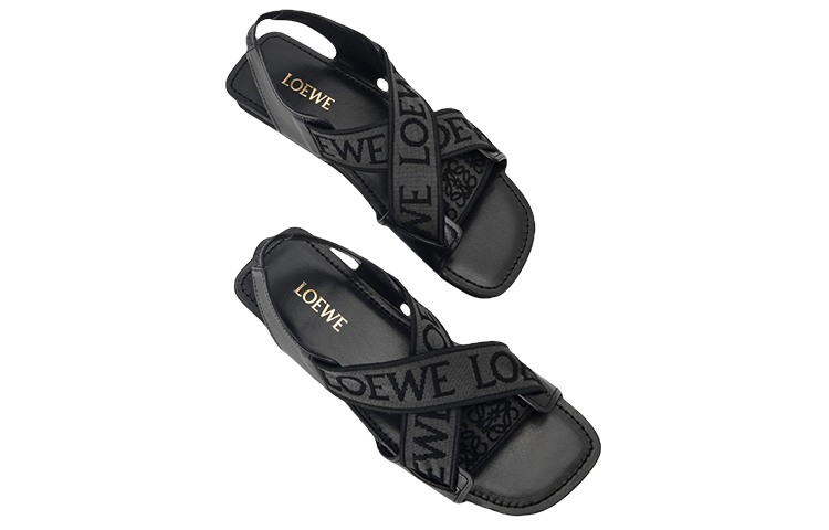 LOEWE Flamenco Slipper 'Embroidered Calfskin Black' 圖 4