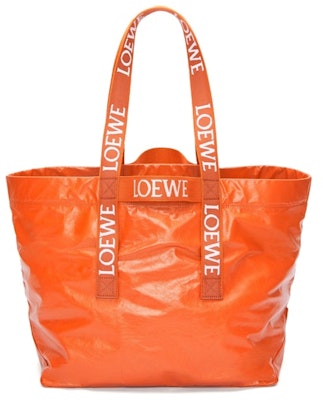 LOEWE Tas Shopper Lipat Kulit Anak Sapi Kertas Oranye Buy LOEWE Tas Shopper Lipat Kulit Anak Sapi Kertas Oranye