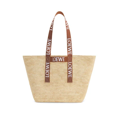 LOEWE Fold Shopper In Raffia Natural/Tan