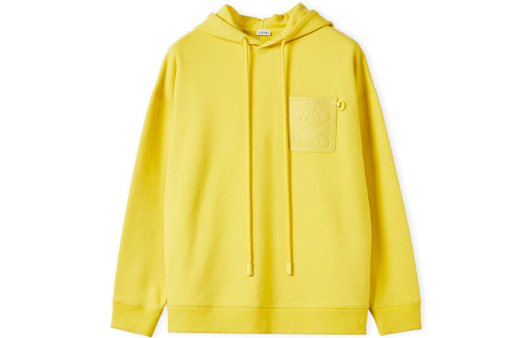 LOEWE FW21 Anagram Embossed Leather Patch Hoodie Yellow Corn H526Y25J12-7980
