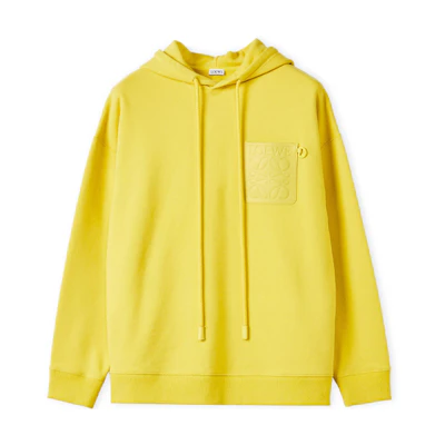 LOEWE FW21 Anagram Embossed Leather Patch Hoodie Yellow Corn H526Y25J12-7980