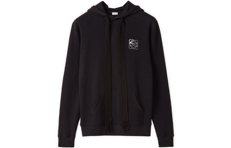 Order LOEWE FW21 Anagram Embroidered Drawstring Hoodie Black Men’s Pullover. H526Y25J07-1100