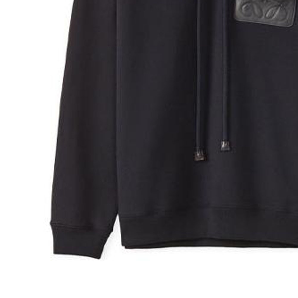 Shop LOEWE FW21 Anagram 皮革貼標連帽衫 黑色 秋季 H526Y25J12-1100