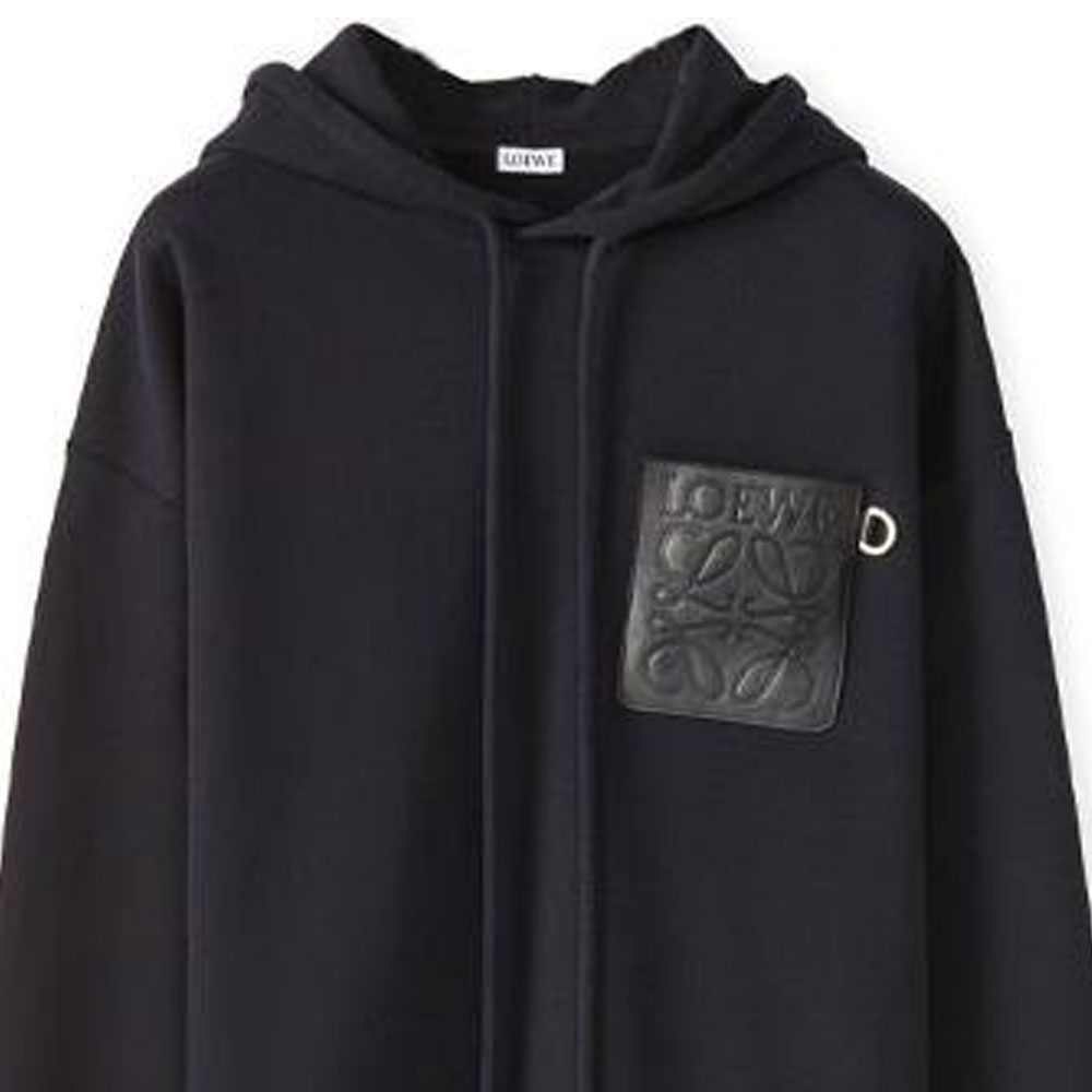 Purchase LOEWE FW21 Anagram 皮革貼標連帽衫 黑色 秋季 H526Y25J12-1100