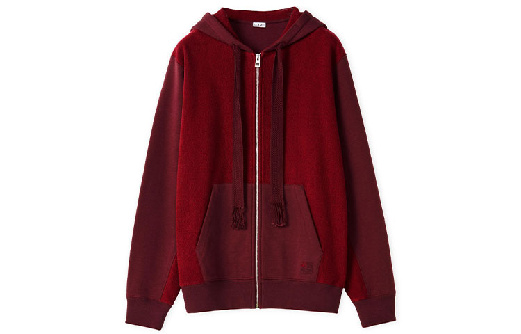 LOEWE FW21 Anagram Red Cotton Zip-Up Hoodie Jacket H526Y25J10-1107