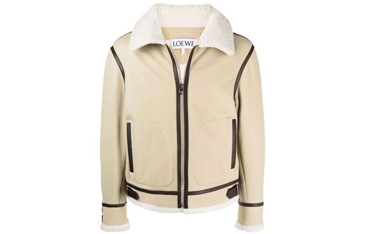 LOEWE FW21 Beige Shearling Leather Aviator Jacket H526Y19L22-2618