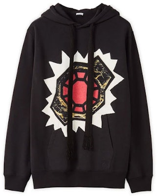 LOEWE FW21 Black Cotton Hoodie with Circular Print Design. H526Y25X01-1100 Buy LOEWE FW21 Black Cotton Hoodie with Circular Print Design. H526Y25X01-1100