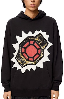 LOEWE FW21 Black Cotton Hoodie with Circular Print Design. H526Y25X01-1100 Shop LOEWE FW21 Black Cotton Hoodie with Circular Print Design. H526Y25X01-1100