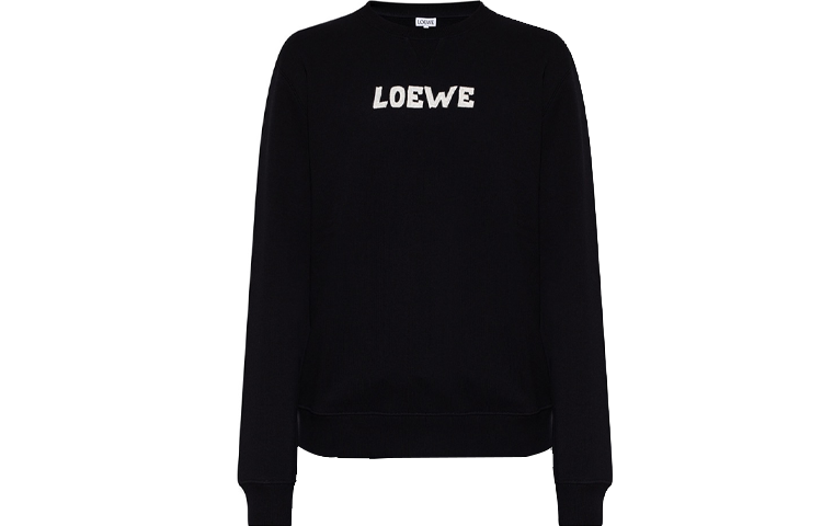 Order LOEWE 2021秋冬黑色刺绣Logo圆领卫衣. H526Y24J18-1100