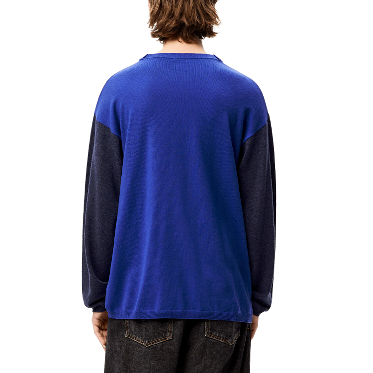 Shop LOEWE FW21蓝色宽松版拼色长袖毛衣。 H526Y14K68-5893