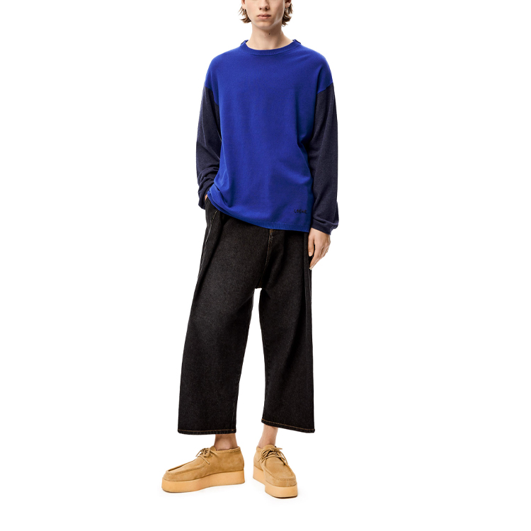 Purchase LOEWE FW21蓝色宽松版拼色长袖毛衣。 H526Y14K68-5893