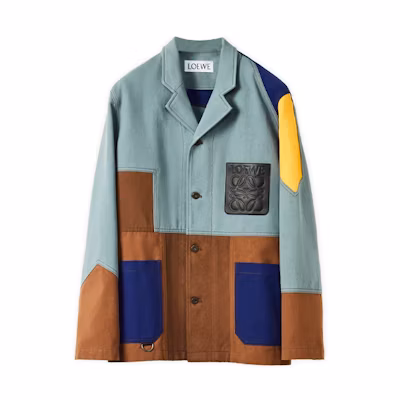 LOEWE FW21 Color-Block Loose-Fit Blazer Jacket with Chest Logo H526Y03W17-3105
