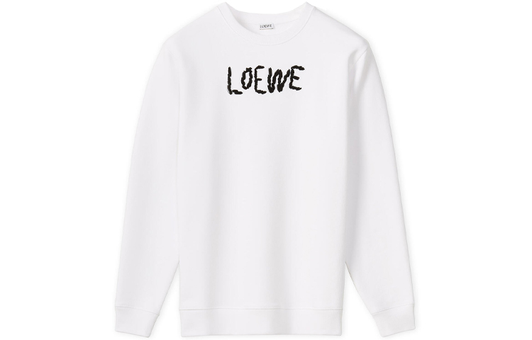 LOEWE FW21 Embroidered Crewneck Pullover Sweatshirt White () H526Y24J11-2100