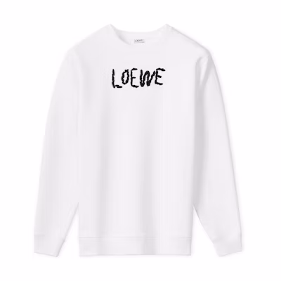LOEWE FW21 Embroidered Crewneck Pullover Sweatshirt White () H526Y24J11-2100