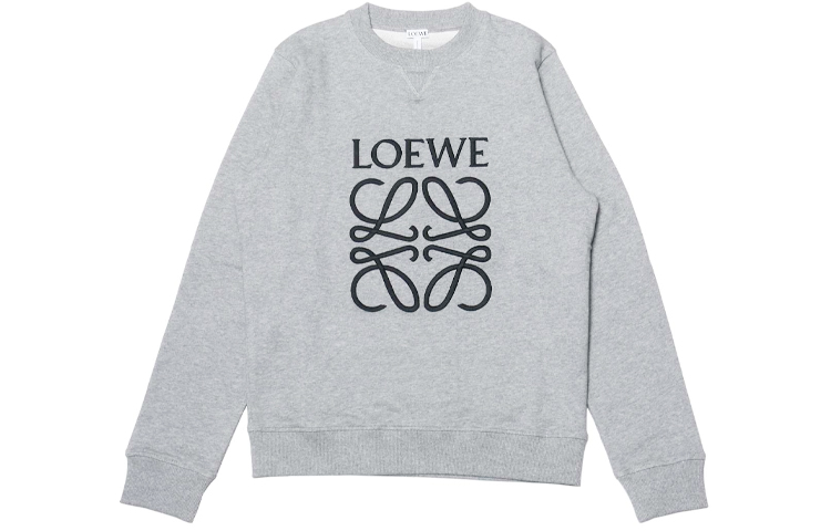LOEWE FW21 Grey Pullover Sweatshirt with Embroidered Logo. H6169410OF-1120