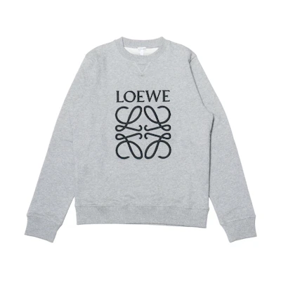 LOEWE FW21 Grey Pullover Sweatshirt with Embroidered Logo. H6169410OF-1120