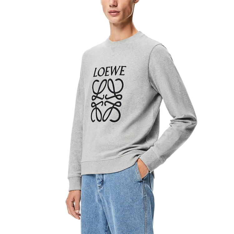 Purchase LOEWE 2021秋冬灰色刺绣Logo套头卫衣. H6169410OF-1120