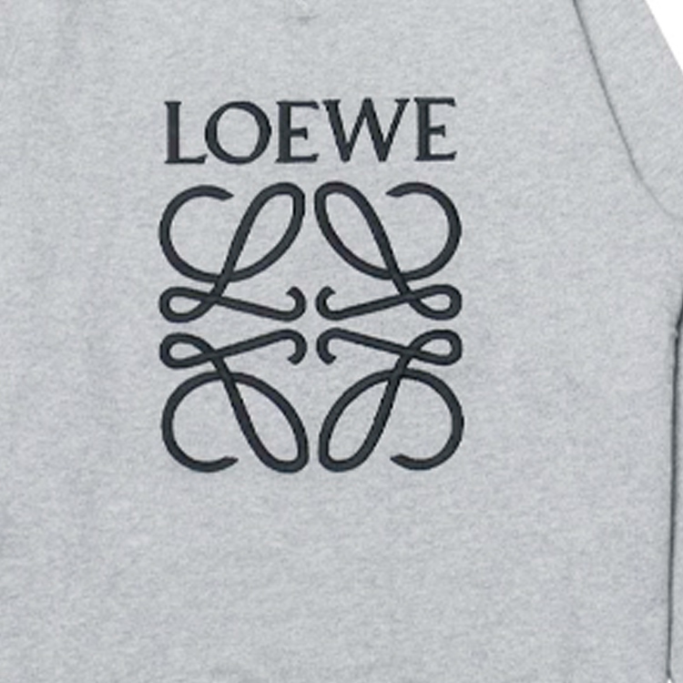 Sizing LOEWE 2021秋冬灰色刺绣Logo套头卫衣. H6169410OF-1120
