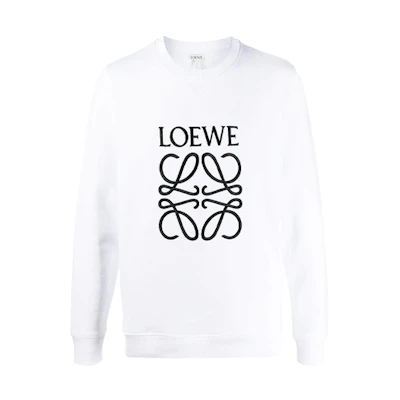 LOEWE FW21 Logo Print White Crewneck Long Sleeve Sweatshirt Men H6109900CR-2100