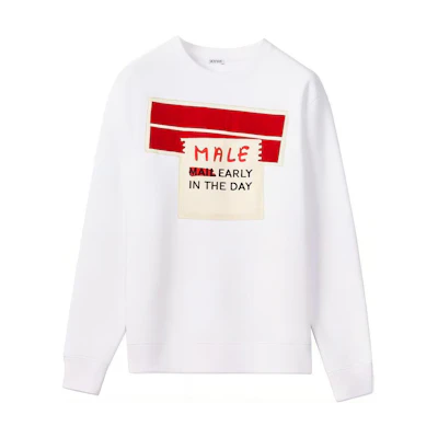 LOEWE FW21 Mail Design Crewneck Sweatshirt White Mens H526Y24J09-2100