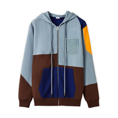 LOEWE FW21 Multicolor Patchwork Zip Hoodie Jacket Men Multicolor H526Y25J13-9990