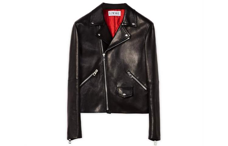 Order LOEWE FW21 男士黑色寬版機車皮衣外套 H526Y19L14-1100