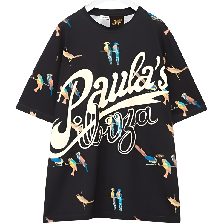 LOEWE FW21 Parrot Print Cotton Short Sleeve T-Shirt Black H616Y22X17-1489