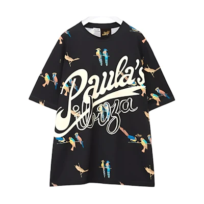 LOEWE FW21 Parrot Print Cotton Short Sleeve T-Shirt Black H616Y22X17-1489