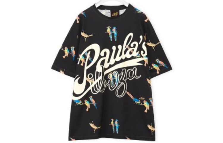 Order LOEWE FW21 鸚鵡印花短袖棉質T恤 黑色 H616Y22X17-1489