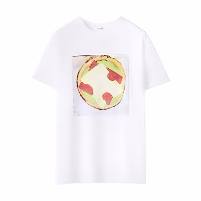LOEWE FW21 Pizza Print Cotton Knit Crew Neck T-Shirt White H526Y22J31-2100