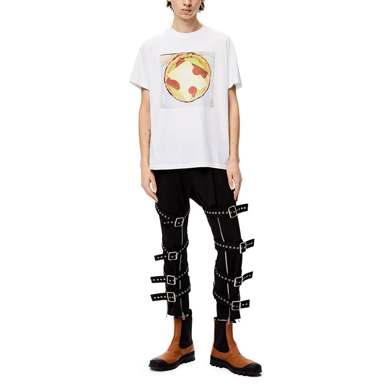 Lookbook LOEWE FW21 披薩印花純棉圓領T恤 白色 H526Y22J31-2100