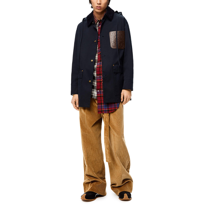 Purchase LOEWE FW21 Jaket Hoodie Lelaki Navy Biru dengan Corak Warna Solid. H526Y03W16-5110