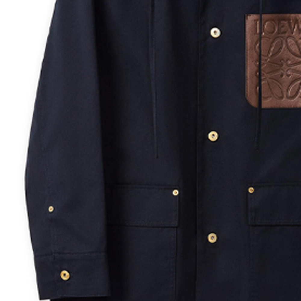 Sizing LOEWE FW21 Jaket Hoodie Lelaki Navy Biru dengan Corak Warna Solid. H526Y03W16-5110